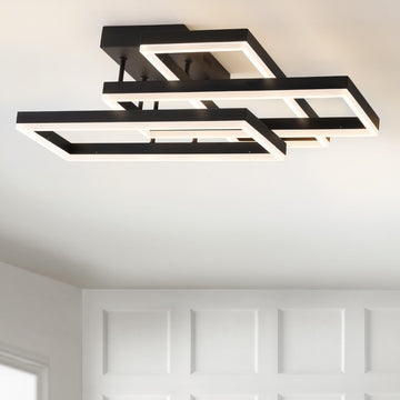 Turing 28" Geometric Integrated LED Metal Flush Mount - JONATHAN Y